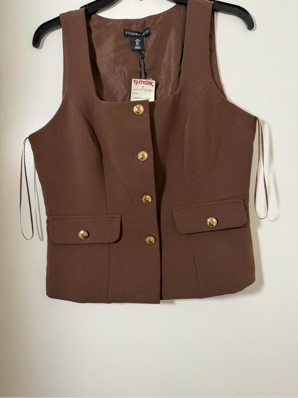 NWT Brown Button-Front Tailored Vest and Skirt Set - size Large - Picture 3 of 8